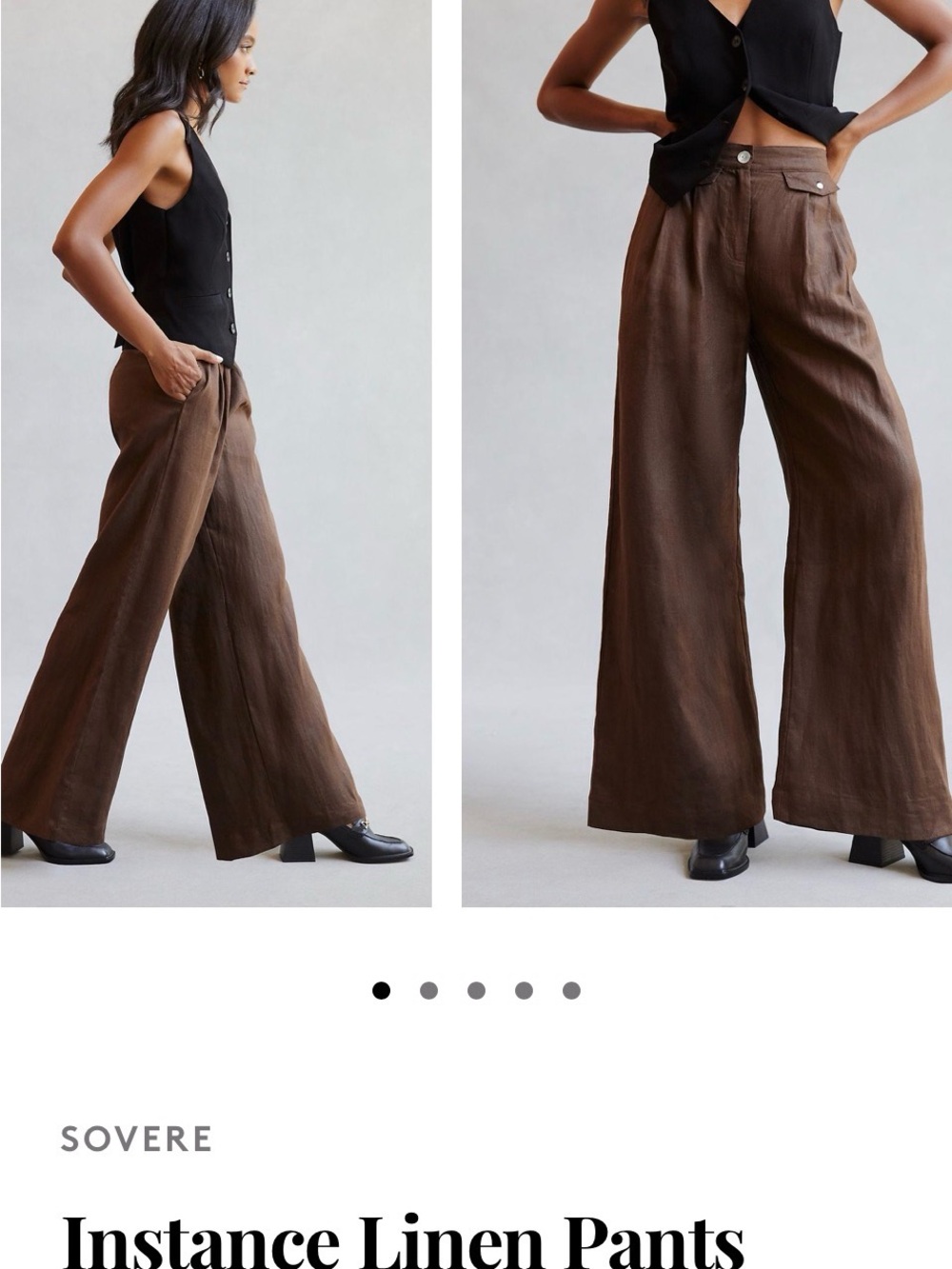 Sovere Instance Wide-Leg Linen Pants — Chocolate Brown